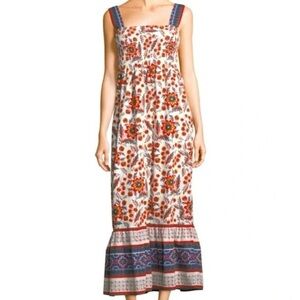 Joie Chisuzu Maxi Dress Smocked Chest Sleeveless Wide Straps Cotton Size Small